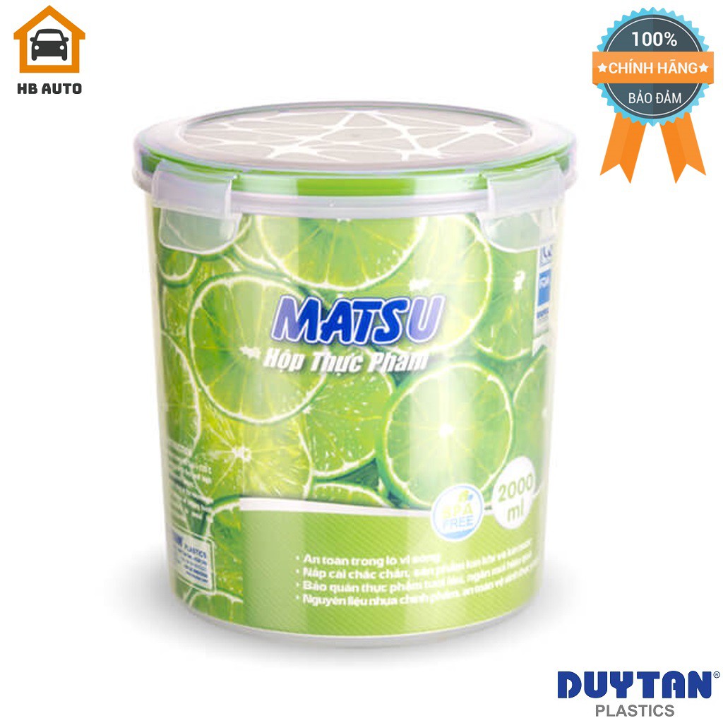 Hộp Nhựa Tròn Đựng Thực Phẩm Duy Tân Matsu 2000ml (Ø 15.8 x 17.1 cm) No.460