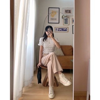 JANET STUDIO •  nhún thun tay ngắn