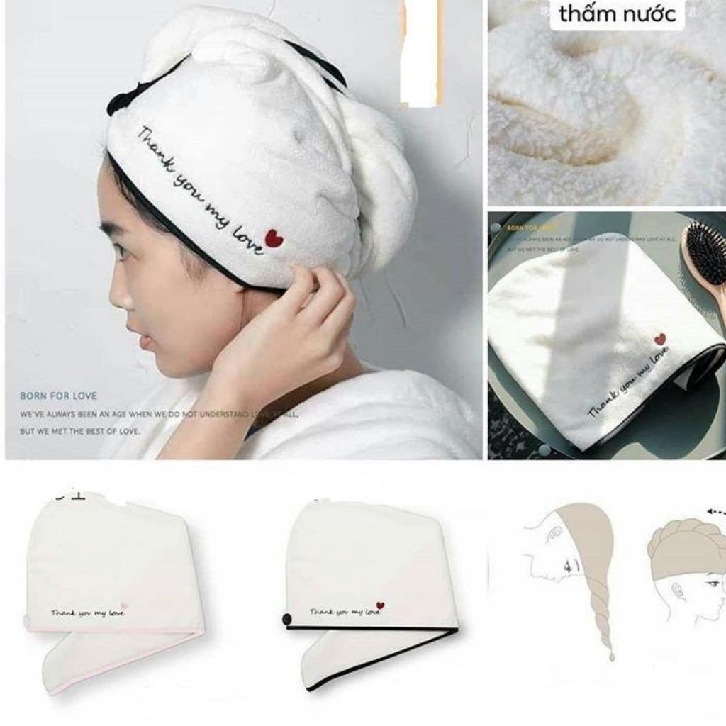Khăn Ủ Tóc trắng Nhanh Khô Thần Thánh – Tự Rút Nước Lau Khô Tóc Trong Vòng 3 Phút.