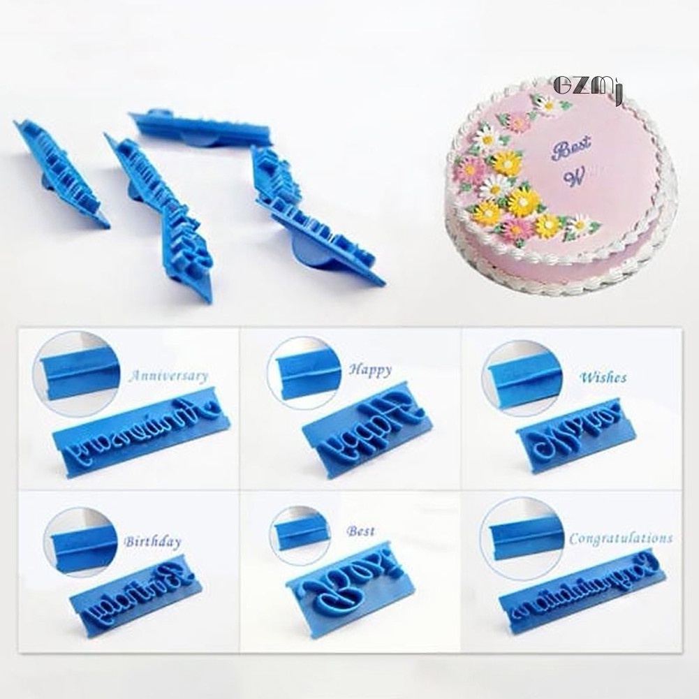 Set 6 Khuôn Chữ Viết Tay Bằng Nhựa Dùng Để Trang Trí Bánh Kem