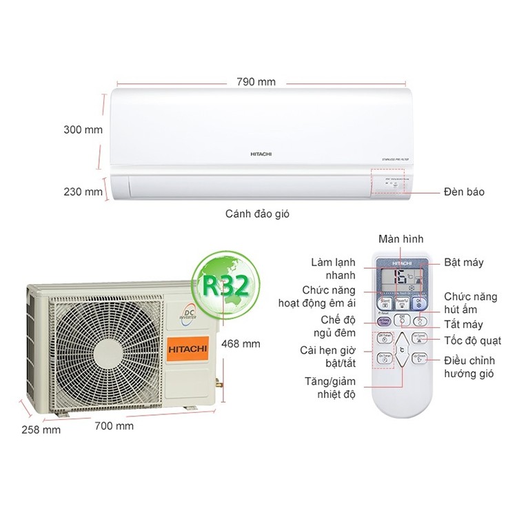 (HCM) Máy Lạnh Inverter Hitachi RAS-X13CGV (1.5HP) [MIỄN PHÍ CÔNG LẮP ĐẶT]