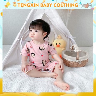 Áo liền quần Cotton Ngắn Tay Xinh Xắn Dành Cho Trẻ Sơ Sinh