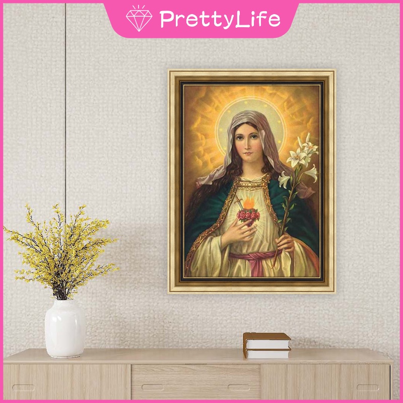 Bộ tranh đính đá 5D tự làm hình Đức Mẹ Mary 30x40cm/40x50cm