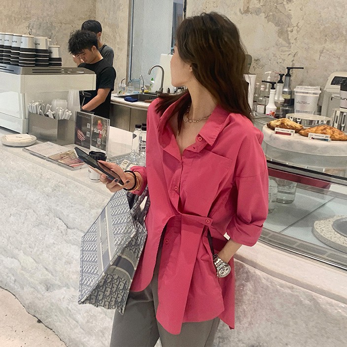 Áo sơ mi nữ tay dài dáng rộng theo kiểu retro Hàn Quốc thời trang 2021