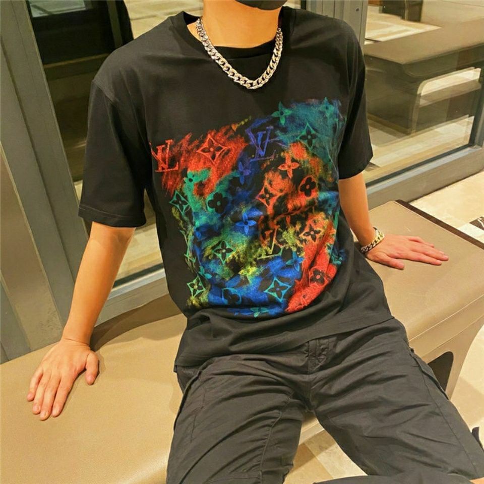 Lv Áo Thun In Họa Tiết graffiti Chữ V Thời Trang Cho Nam Nữ