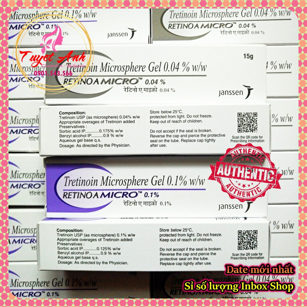 (CHÍNH HÃNG) Tretinoin Retino A Microsphere Gel 0.04% - 0.1% - Gel hỗ trợ giảm mụn, chống lão hóa