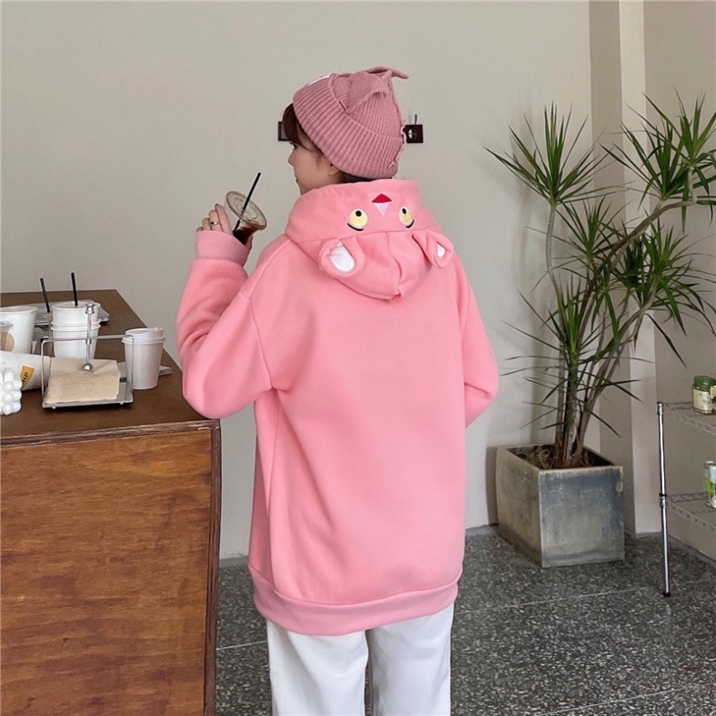 Áo hoodie nỉ lót bông báo hồng siêu dày ấm unisex nam nữ