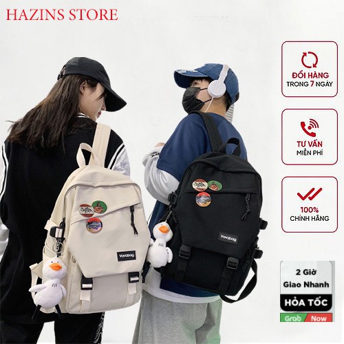 Balo nữ Ulzzang basic có túi trong đi học, đi chơi phong cách Hàn Quốc HAZIN STORE 2021