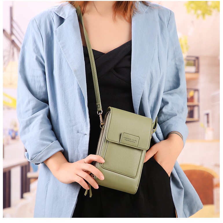 Ví nữ đựng điện thoại hai khóa kéo  thời trang BAG U DF195
