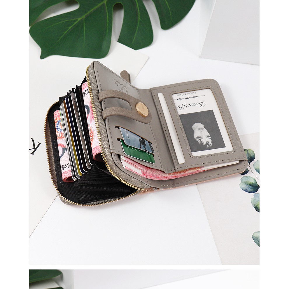 [Ảnh thật] Ví/ Bóp Da Nữ Ngắn Cầm Tay ERA SHOP 075746 - Hoa Nhí Nữ Tính, Thanh Lịch, Đơn Giản, Nhiều Ngăn, Rẻ Đẹp
