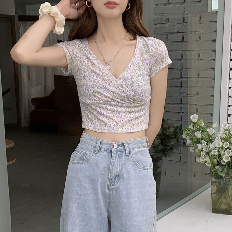 Áo Lửng Tay Ngắn Phong Cách Boho Quyến Rũ Dành Cho Nữ