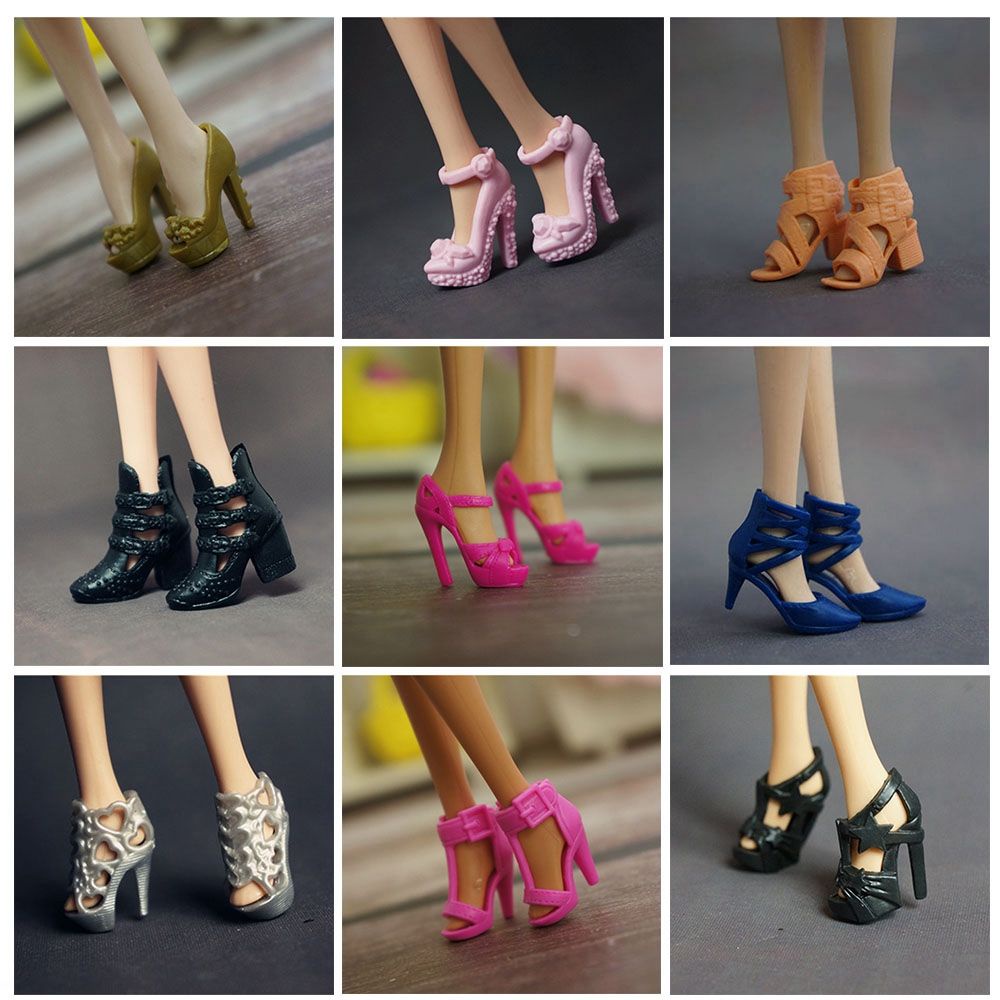 Giày cao gót nhựa nhiều màu sắc thời trang 29 kiểu tỉ lệ 1/6 cho búp bê