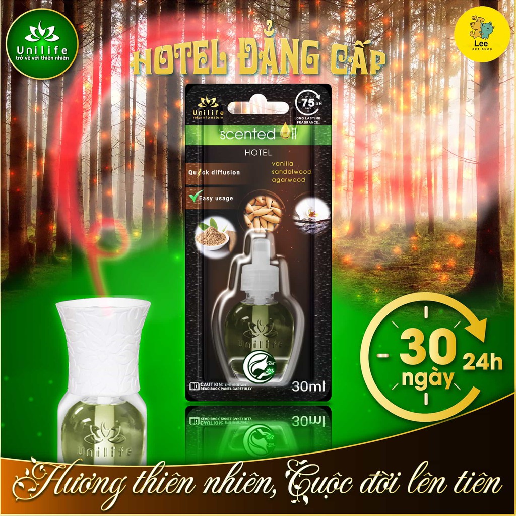 Tinh dầu nước hoa Hotel ❄chai 30ml❄ tinh dầu thiên nhiên Vanilla, Đàn hương, Trầm hương nguyên chất Unilife