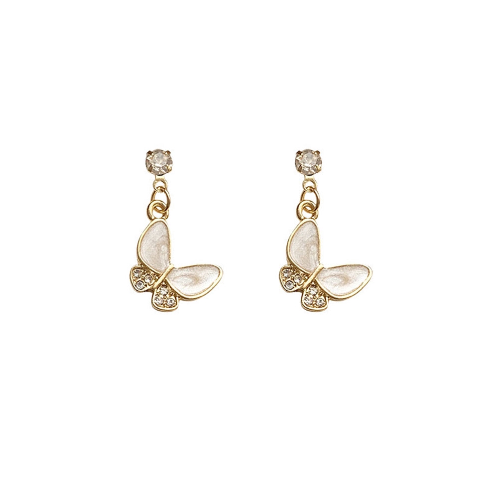 Bông Tai Hình Bướm Trắng Thanh Lịch Cho Nữ