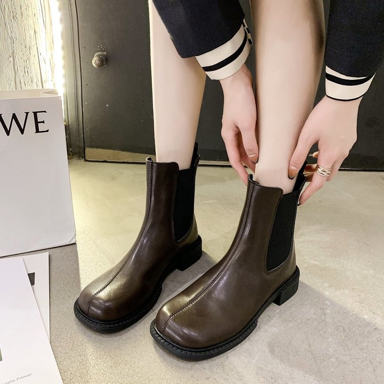 Square Toe Low Heel Elastic Slip on Boots | BigBuy360 - bigbuy360.vn