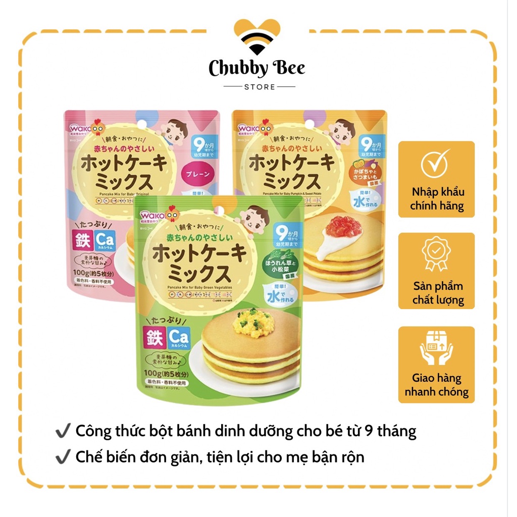 Bột làm bánh rán pancake Wakodo Nhật Bản cho bé từ 9 tháng