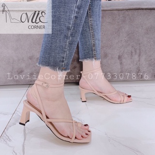 SANDAL NỮ CAO GÓT LOVIIECORNER - SANDAL 5 PHÂN DÂY MẢNH - SANDAL CAO GÓT 5 PHÂN - SANDAL QUAI MẢNH ĐẾ VUÔNG G210508