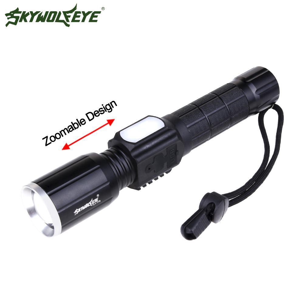 Skywolfeye 7 Modes 6000 LM Zoomable  T6 LED Flashlight Torch Lamp Light