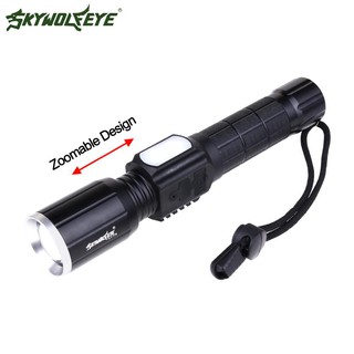 Skywolfeye 7 modes 6000 lm zoomable t6 led flashlight torch lamp light