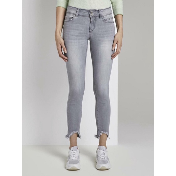 Quần Jeans Bò Nữ TOM TAILOR Alexa Skinny Ống Tua Rua Hàng Xuất Xịn Cao Cấp Chất Siêu Mịn Đẹp Xám Đá