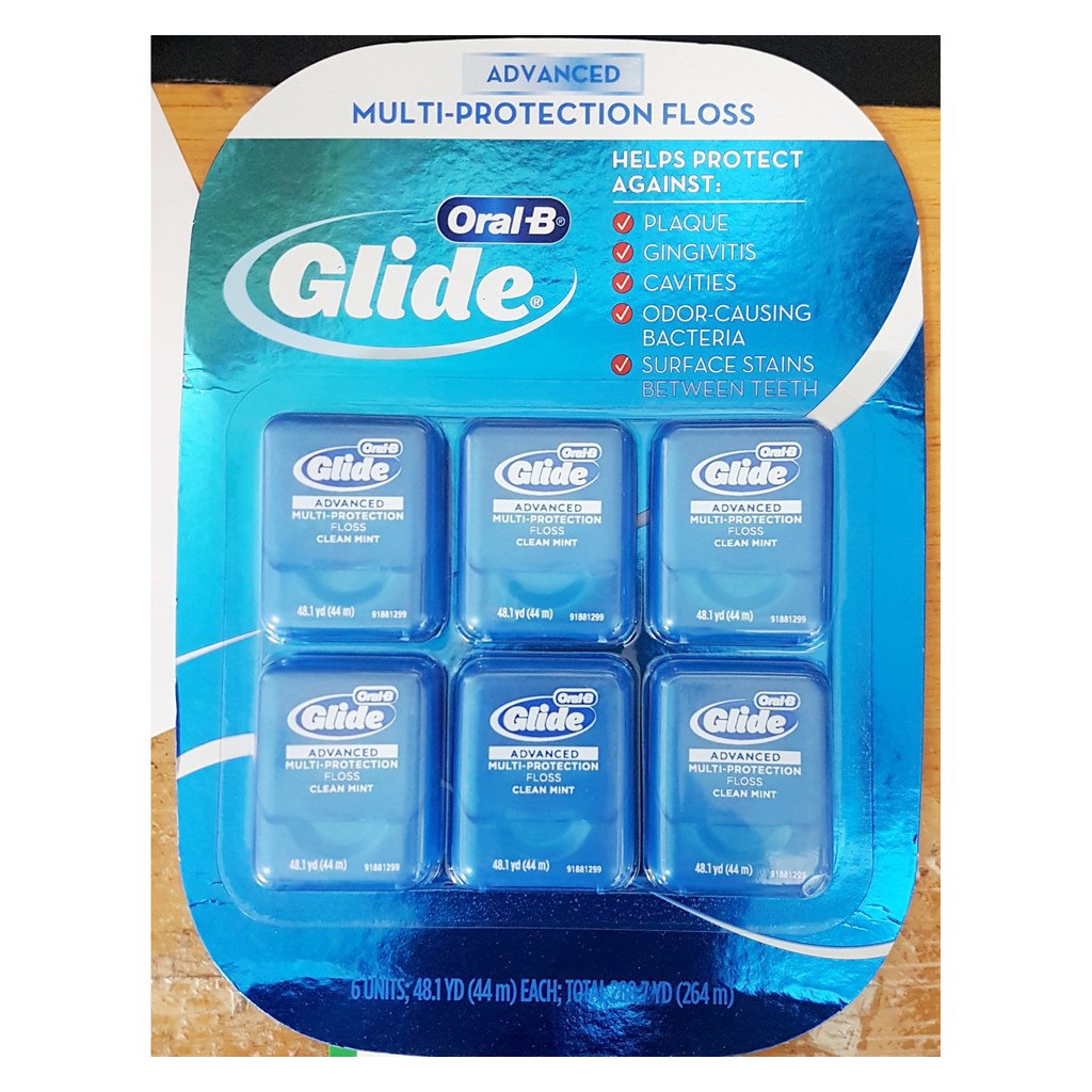 Chỉ nha khoa ORAL-B Glide Advanced Multi Protection Floss Clear Mint dài 44 mét