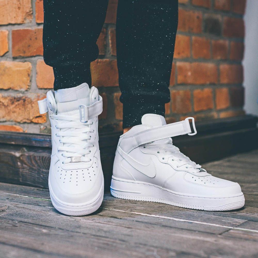 Giày Nike Air Force 1 Mid Hàng Chính Hãng Giày Thể Thao Nike Air Force 1 Mid Allwhite - AF1 Nam Nữ - Simple Sneaker