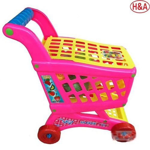 Bộ đồ chơi xe đẩy hoa quả siêu thị kèm 1 bịch hoa quả hàng nhựa việt nam an toàn cho các bé