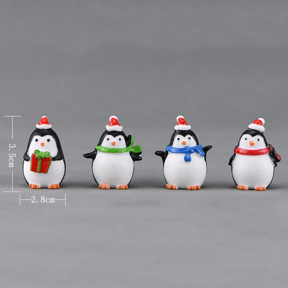 DELMER Desktop Penguin Miniature DIY Micro Landscape Penguin Ornaments Toy Christmas Pendant Cute Crafts 4 Styles Fairy Garden for Kids Christmas Decor