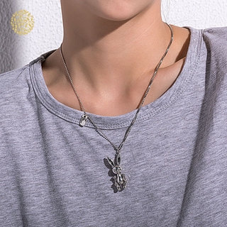Dây chuyền phối mặt hình thỏ phong cách hip hop cá tính cho nam và nữ
