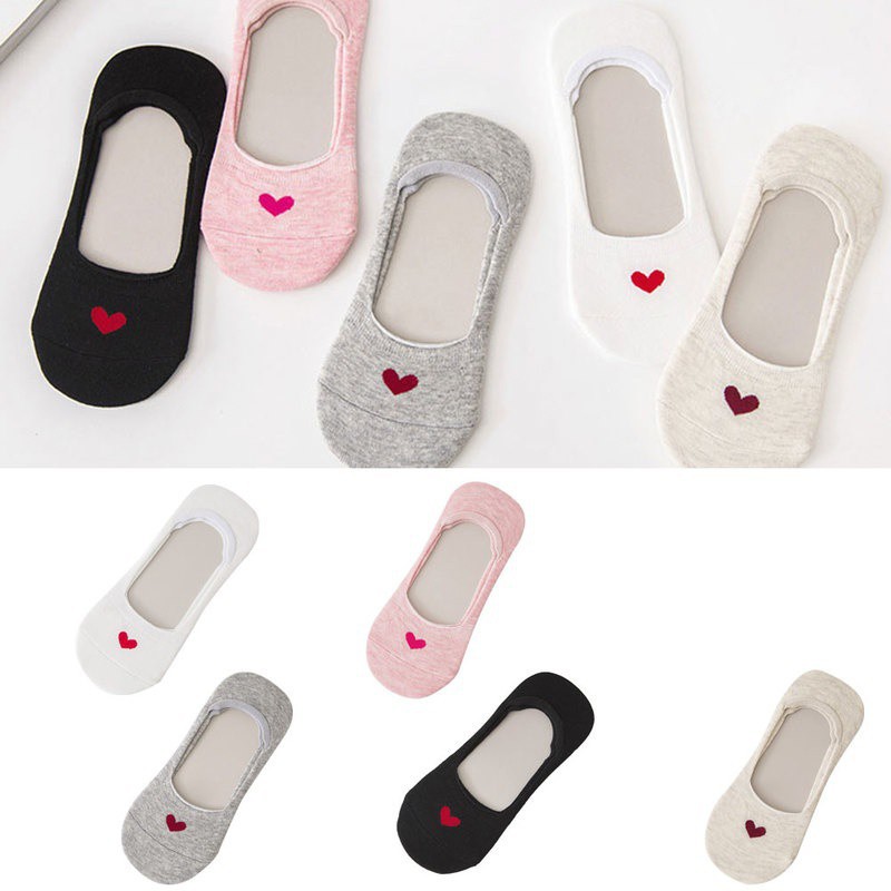 Vớ thuyền không trượt in hình trái tim