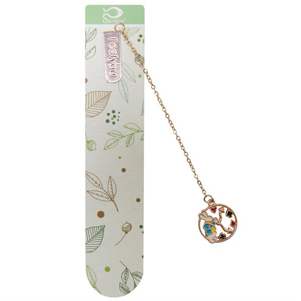 Bookmark Kẹp Sách Kim Loại Phối Charm Hình Thỏ - Mẫu 8