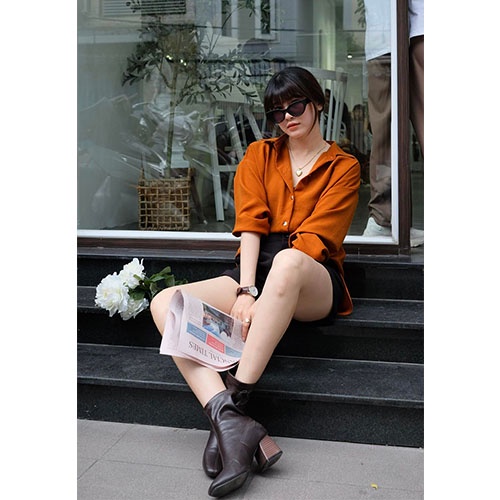 Áo sơ mi màu cam bò 🔥 freesize 🔥 năng động, trẻ trung, cá tính JULIE SHIRT