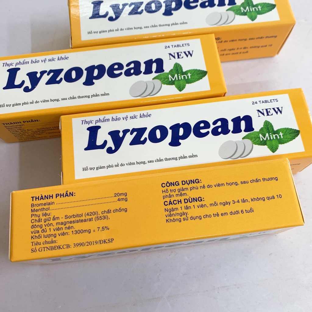 Viên ngậm Lyzopean Tinh dầu Bạc Hà - lọ 24 viên