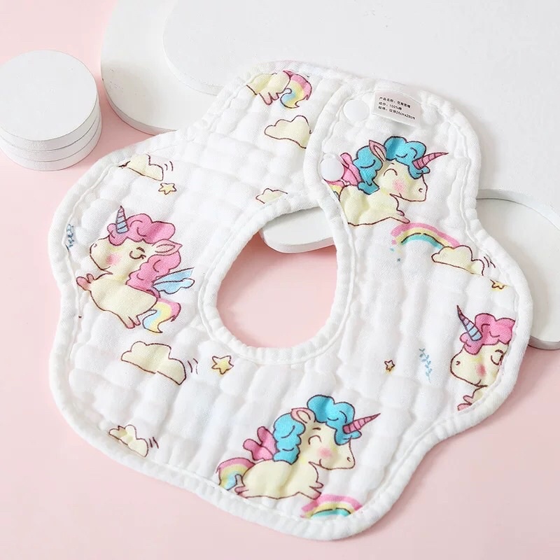 𝗦𝗵𝗼𝗽 𝗠𝗲̣ 𝗕𝗼𝗯 𝟴𝟲 - Yếm 8 lớp Organic siêu mềm cho bé - Yếm tròn xoay chất liệu vải xô 8 lớp siêu thấm hút - Yếm xô cho bé