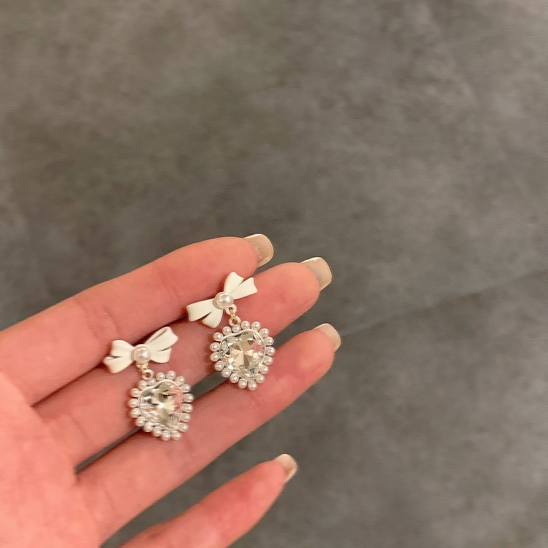 Bông Tai Năm 2022 Hình Trái Tim Nơ Xinh Xắn Sang Trọng