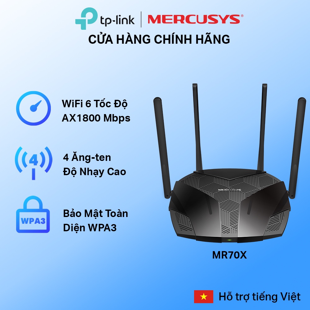 [Hỏa Tốc] Bộ Phát Wifi Mercusys MR70X Wifi 6 Băng Tần Kép AX1800