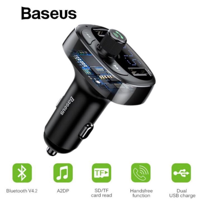 Củ sạc oto Baseus Mp3 không dây cao cấp bluetooth điện thoại