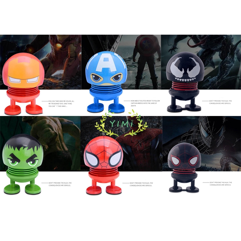 Boneka Per Emoji Avengers Head Spring Shakes Doll Dashboard Hình❤Yimi❤
