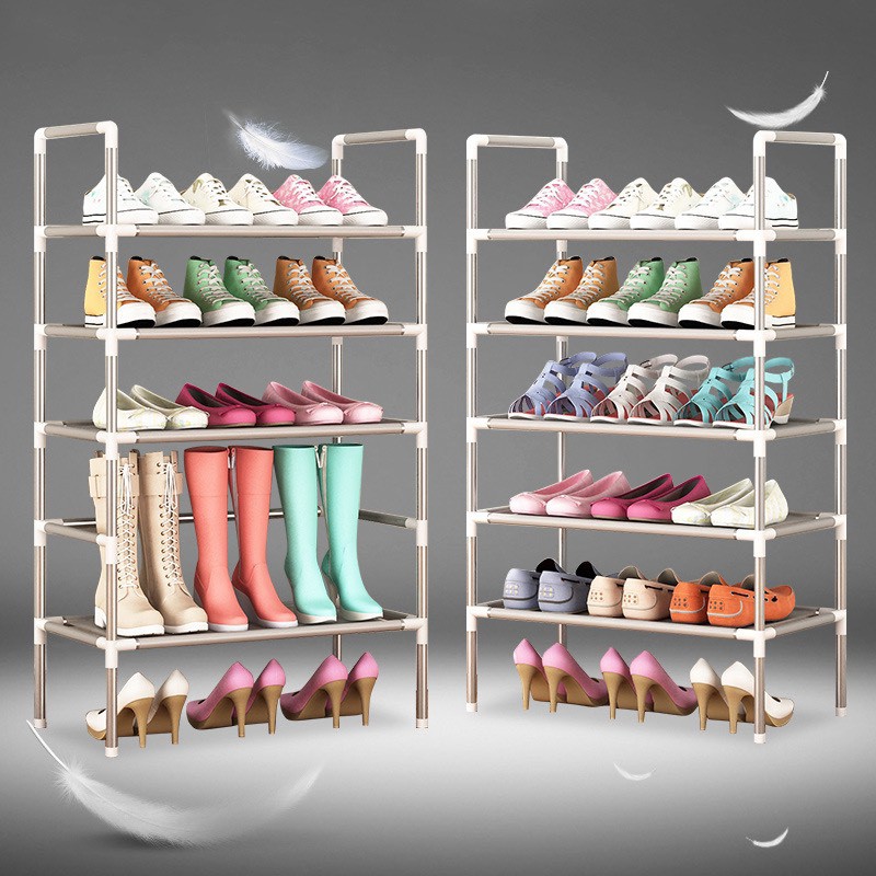 Giá để giày dép hợp kim cứng cáp 5 tầng có bạt phủ ngang ♥️ Kệ tủ để giày dép sách vở