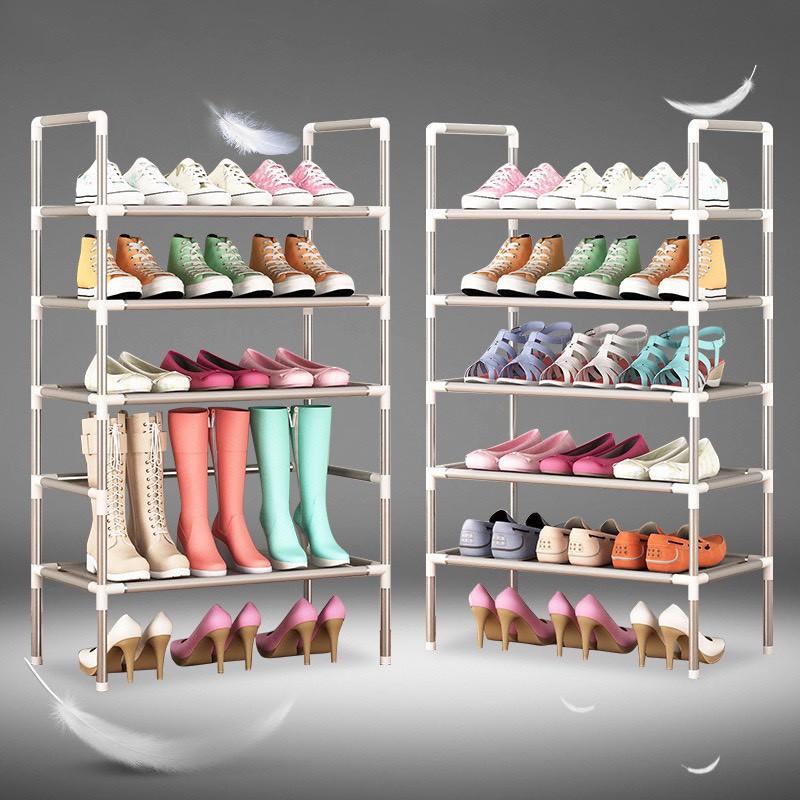 Giá để giày dép hợp kim cứng cáp 5 tầng có bạt phủ ngang ♥️ Kệ tủ để giày dép sách vở