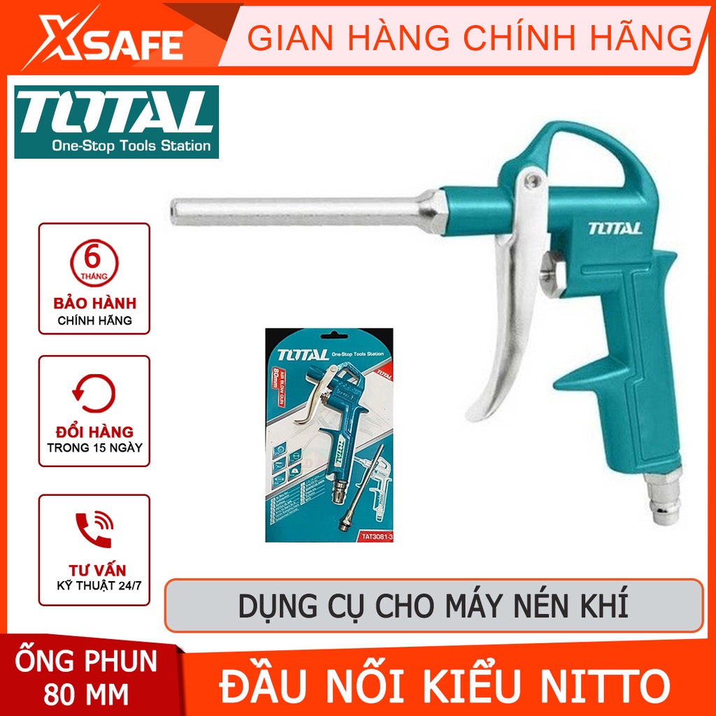 Dụng cụ thổi khí Total TAT3081-3 Súng xịt thổi khí Chiều dài ống phun 80mm Đầu nối kiểu Nitto phụ kiện của máy nén khí