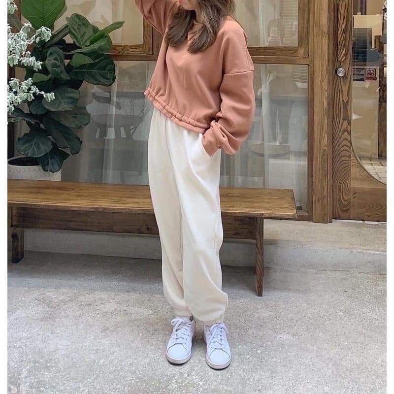 Quần jogger cạp chun bo gấu nỉ nhung tăm C58, quần jogger kiểu dáng Ulzzang hàng L1 dành cho nữ