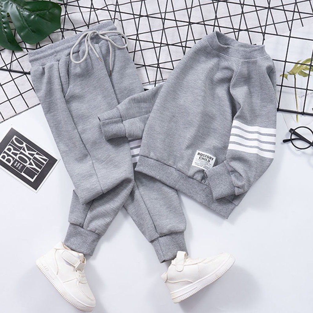 Bộ Thu Đông Kẻ Ba Vạch LILA KIDS, Đồ Bộ Dài Tay Cho Bé Chất Cotton Tổ Ong Mềm Mịn Cho Bé Từ 7-28kg