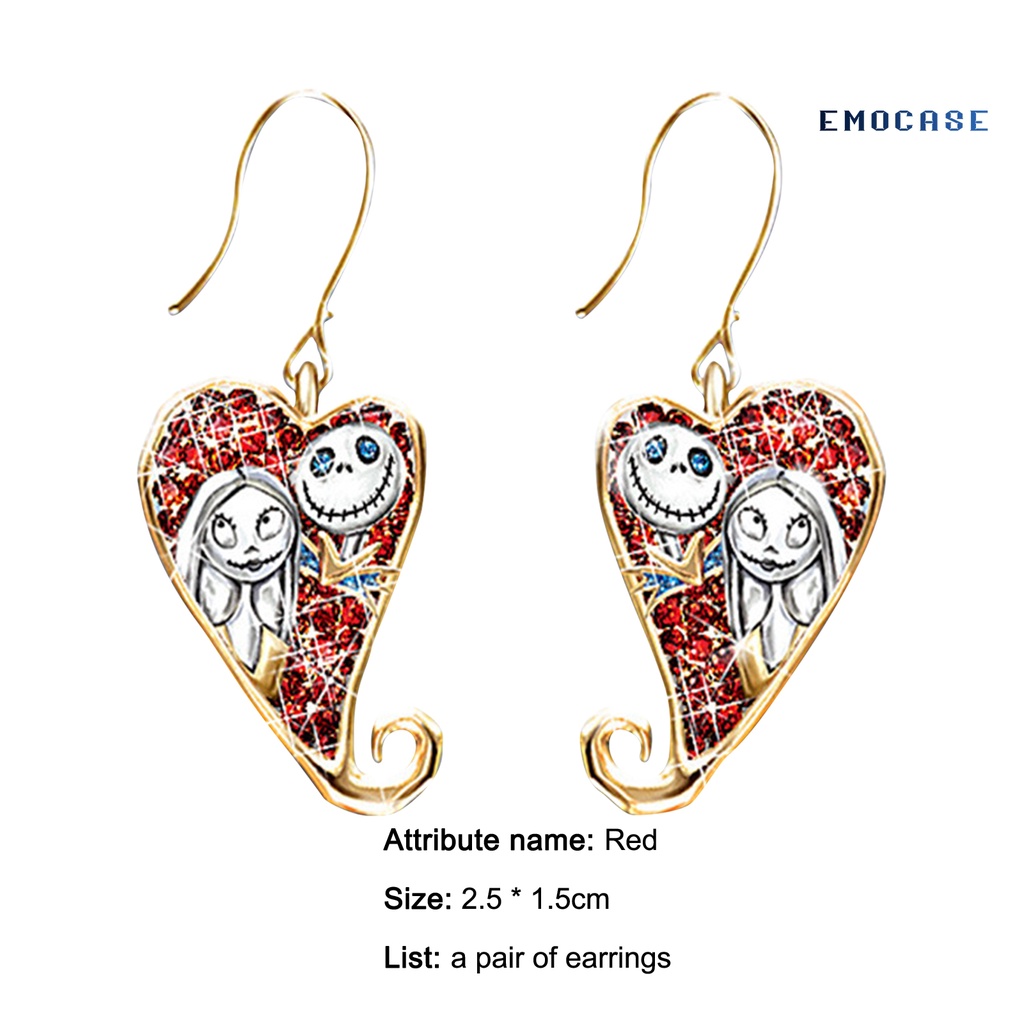 1 Đôi Bông Tai Hợp Kim Hình Trái Tim Phong Cách Halloween Thời Trang