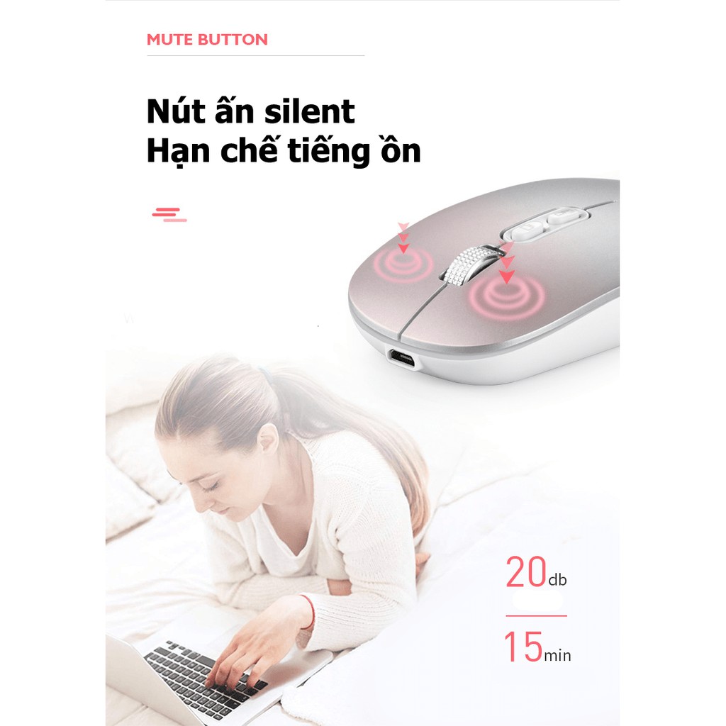 Chuột không dây M103 sử dụng pin sạc không lo thay pin
