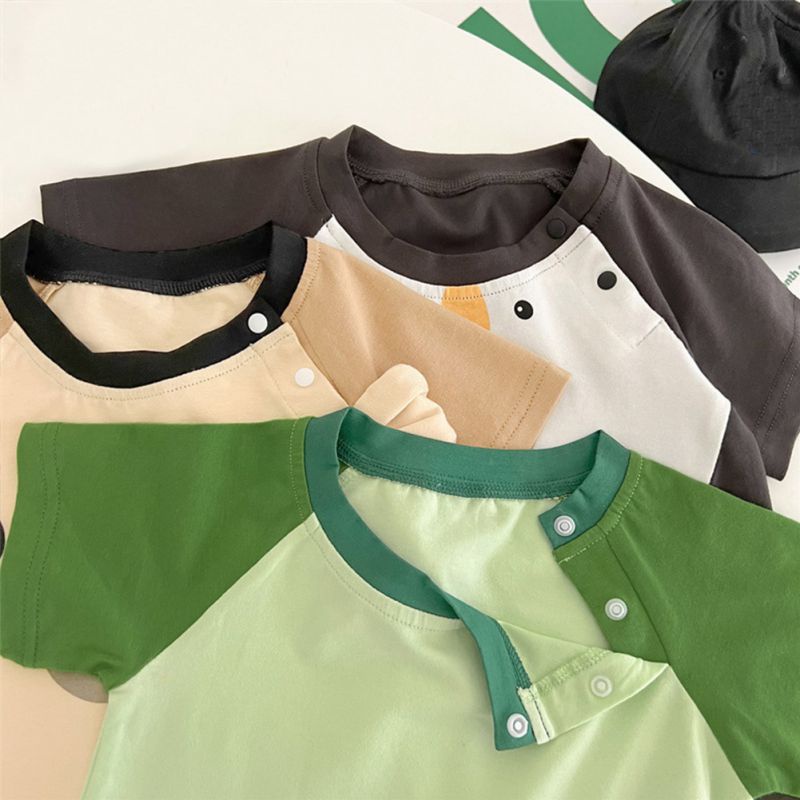 Bộ Áo Liền Quần Mùa Hè Bằng Vải Cotton Dễ Thương Phong Cách Phương Tây Cho Bé Trai