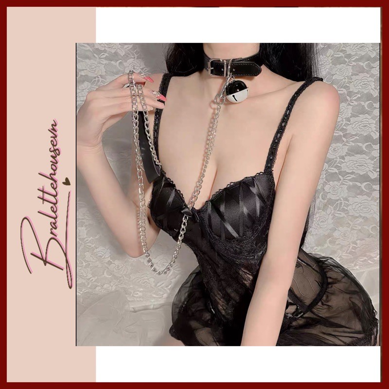 Vòng cổ chuông kèm dây xích vòng choker cổ và dây nối dài PK1145 Bralettehousevn