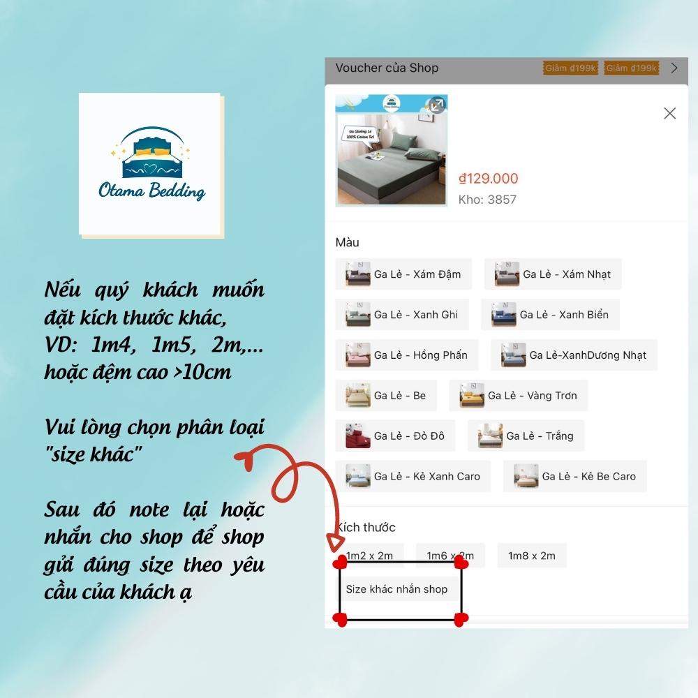 Ga giường lẻ cotton tici 100% drap giường topper bo chun miễn phí 1m2 1m6 1m8 cao cấp - Otama Bedding