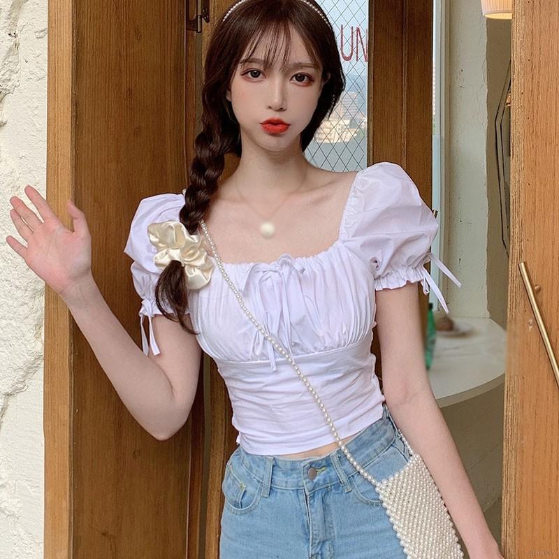 Áo Sơ Mi Ngắn Tay Màu Trơn Phối Nơ Buộc Dây Kiểu Retro Hàn Quốc Cá Tính | BigBuy360 - bigbuy360.vn