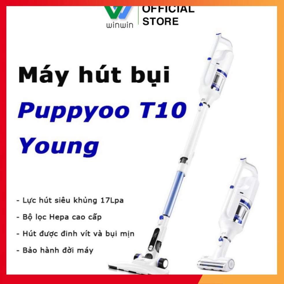 Máy hút bụi cầm tay không dây cao cấp Puppyoo T10 Young hút được bụi mịn công suất 250W- hàng có bảo hành